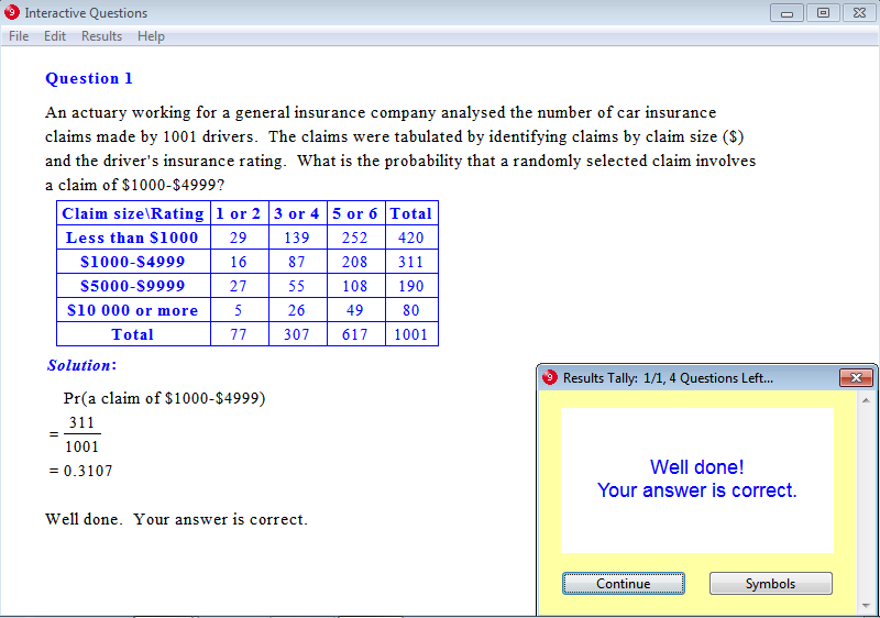 Solution for a question from Year 9 Interactive Maths, Chapter 16: Probability, Exercise 4: Predictions.